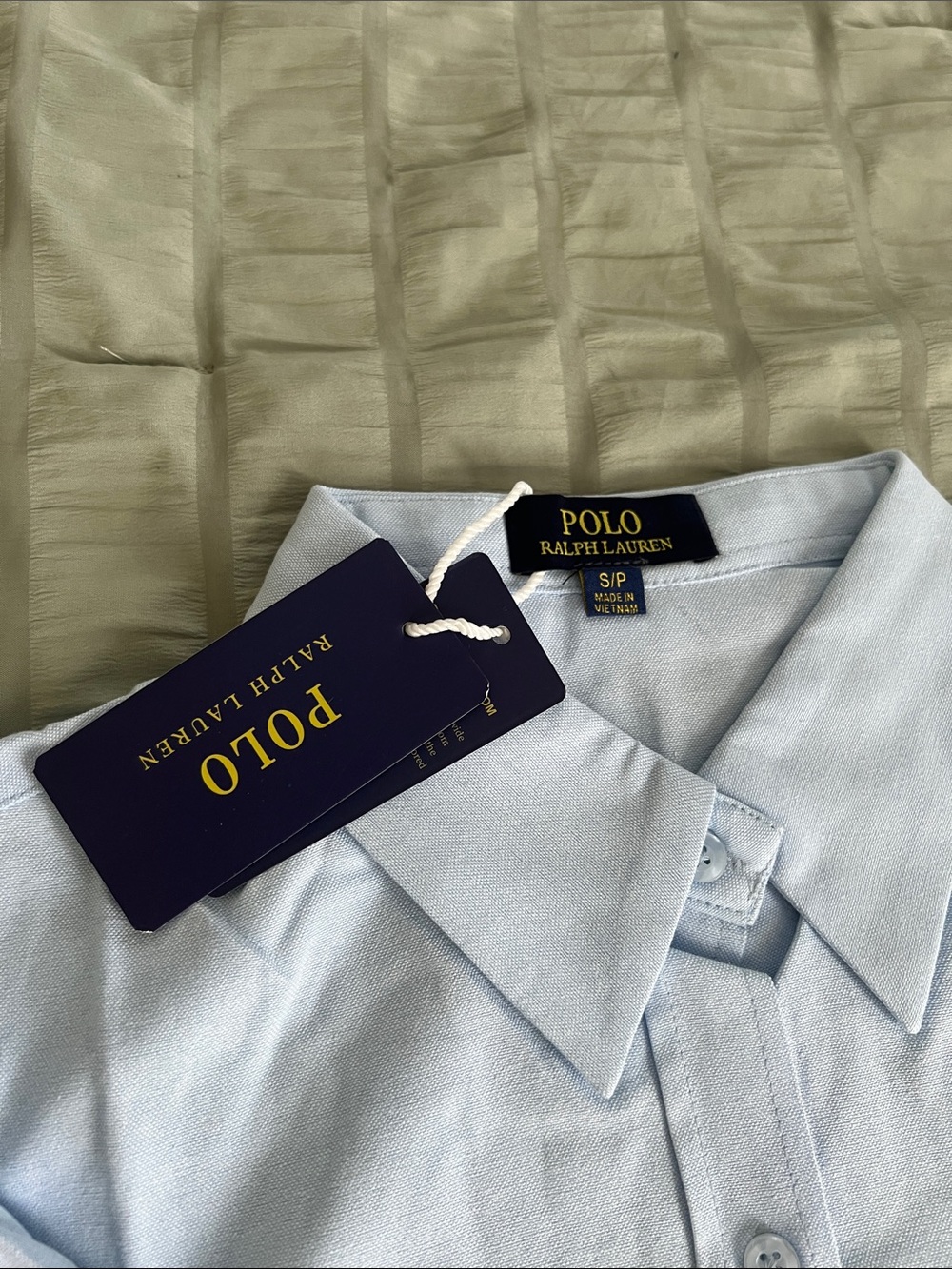 Polo by Ralph Lauren Light Blue Polo with Navy Monogram - Picture 3 of 3